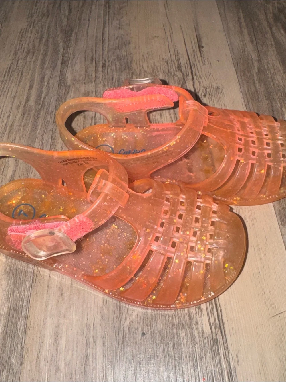 Kids Glitter Jelly Sandals - Pink/Orange